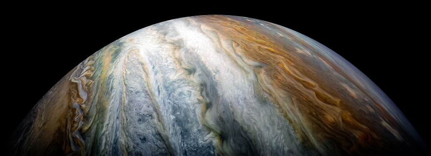 opname van Jupiter gemaakt op 16 december 2017 tijdens Juno’s tiende scheervlucht langs de reuzenplaneet