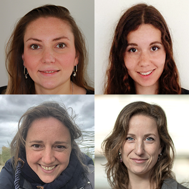 vlnr en vbnb: Stefanie Pronk, Jane Pieplenbosch, Lotje Bouman en Esther Mertens