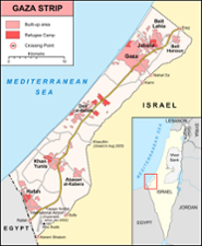 Map of Gaza strip and Israel